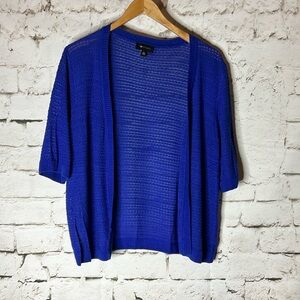Women’s blue crochet short sleeve cardigan XL
